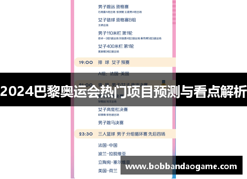 2024巴黎奥运会热门项目预测与看点解析