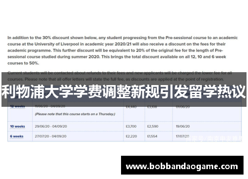 利物浦大学学费调整新规引发留学热议